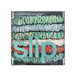 6 slip pure silk skinny scrunchies - Elastice de par din matase naturala skinny
