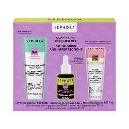 Clarifying Rescuer Set - Mini gel curatare + mini serum + mini crema hidratanta
