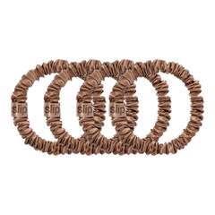 Pure Silk Skinny Scrunchies Light Brown - Elastice pentru par, SLIP