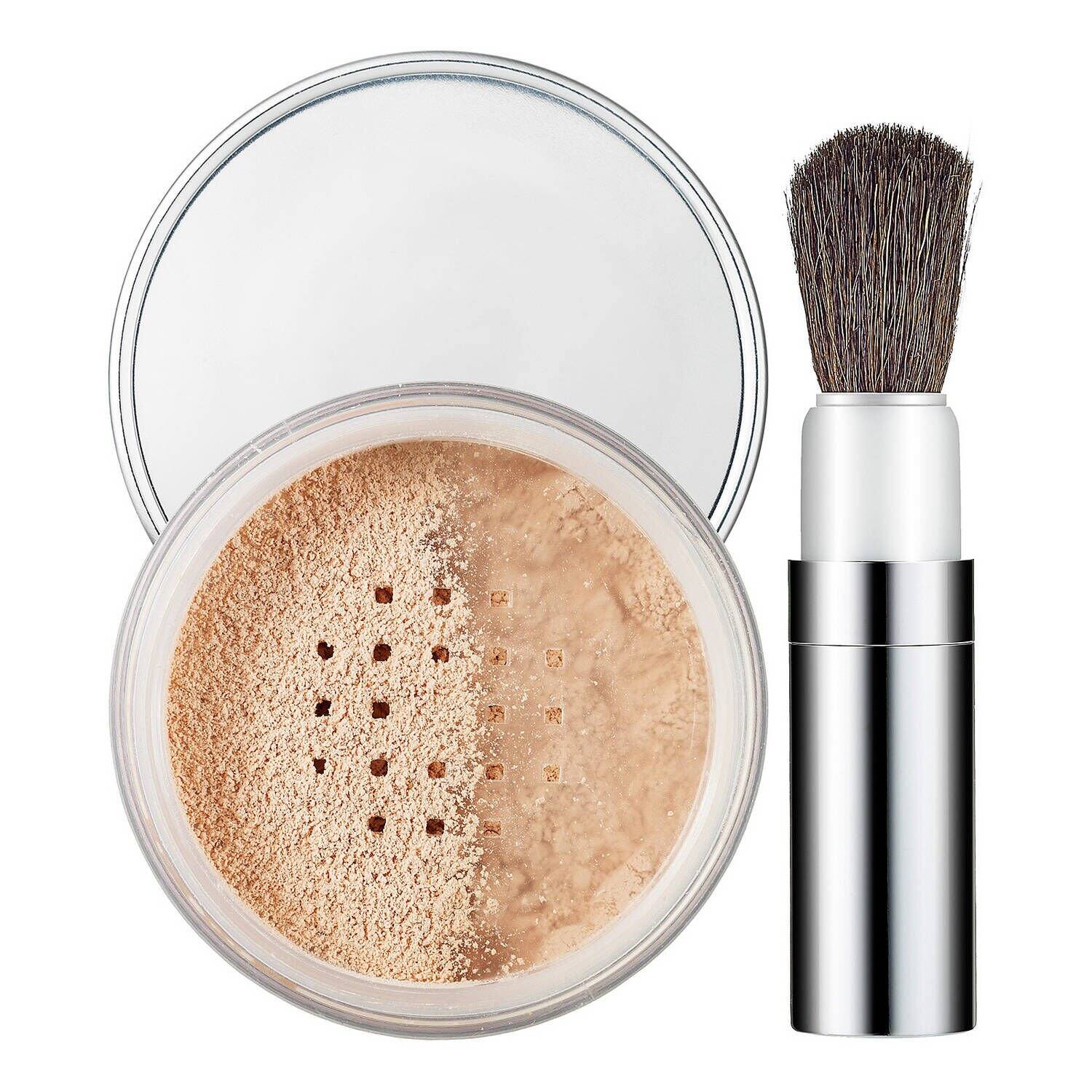 Blended face powder and brush - pudra libera transparenta
