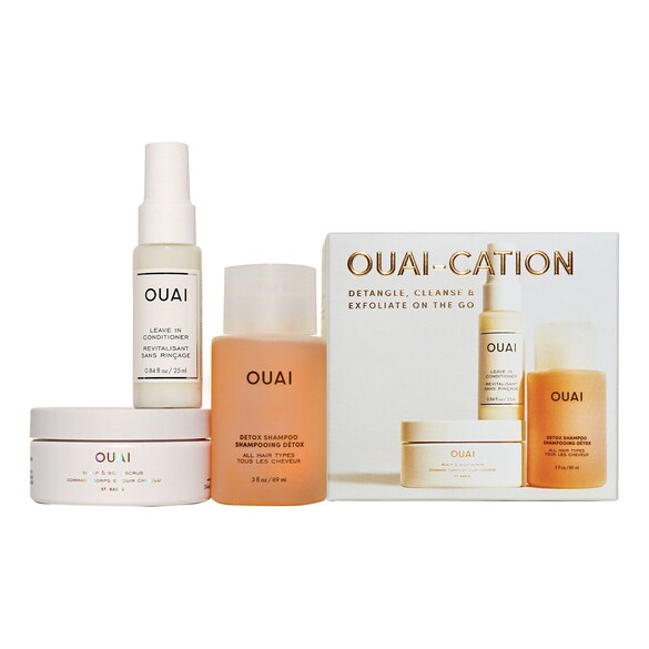 OUAI-cation - Kit de calatorie pentru descurcare, curatare si exfoliere, Ouai