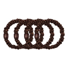 Pure Silk Skinny Scrunchies Dark Brown - Elastice pentru par, SLIP