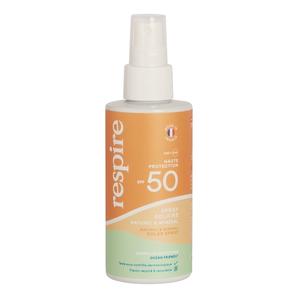 Natural & Mineral Solar Spray SPF 50 - Spray de protectie solara, Respire
