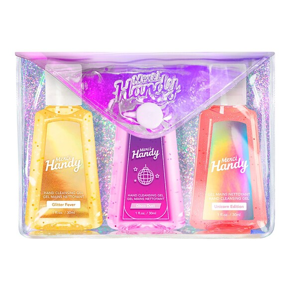 Kit Glitter - Gel de curatare pentru maini, Merci Handy