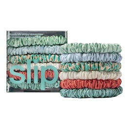 6 slip pure silk skinny scrunchies - Elastice de par din matase naturala skinny