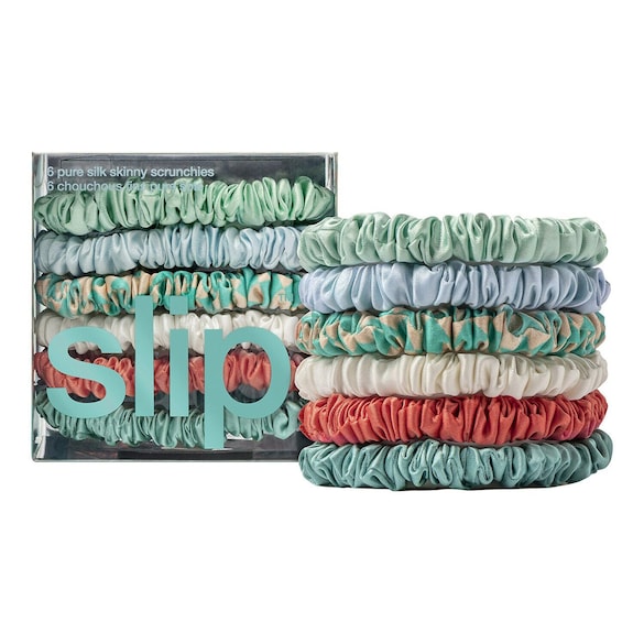 6 slip pure silk skinny scrunchies - Elastice de par din matase naturala skinny, Slip
